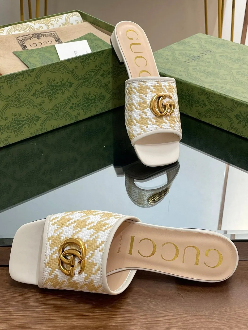 Alternative view of Gucci Slide Sandal With Double G Beige