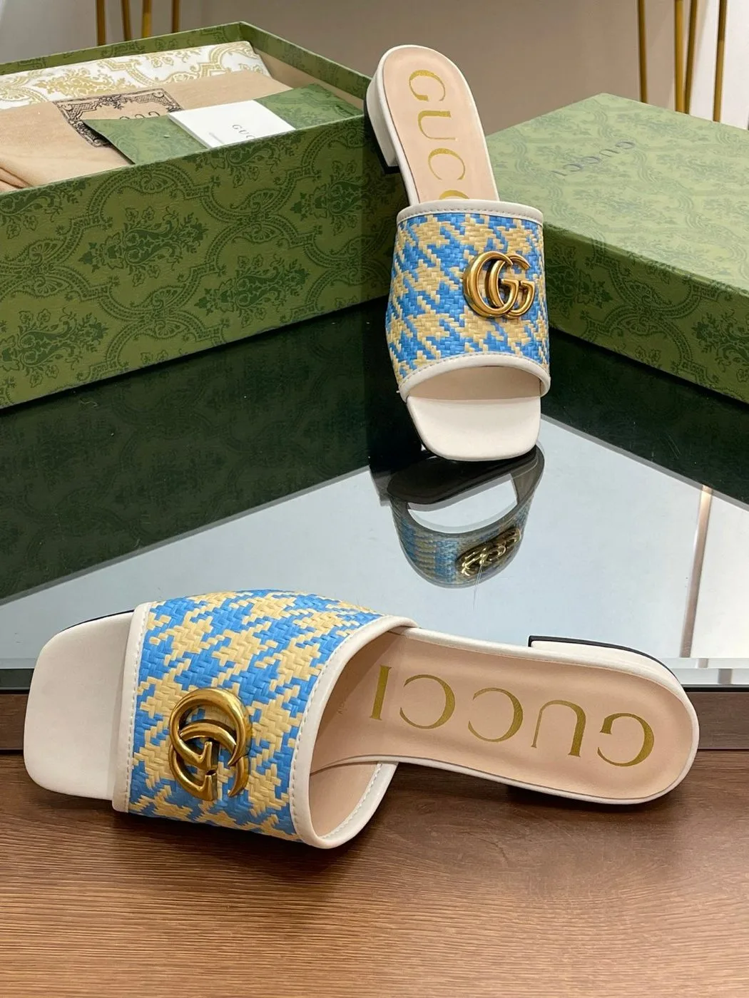 Alternative view of Gucci Slide Sandal With Double G Blue