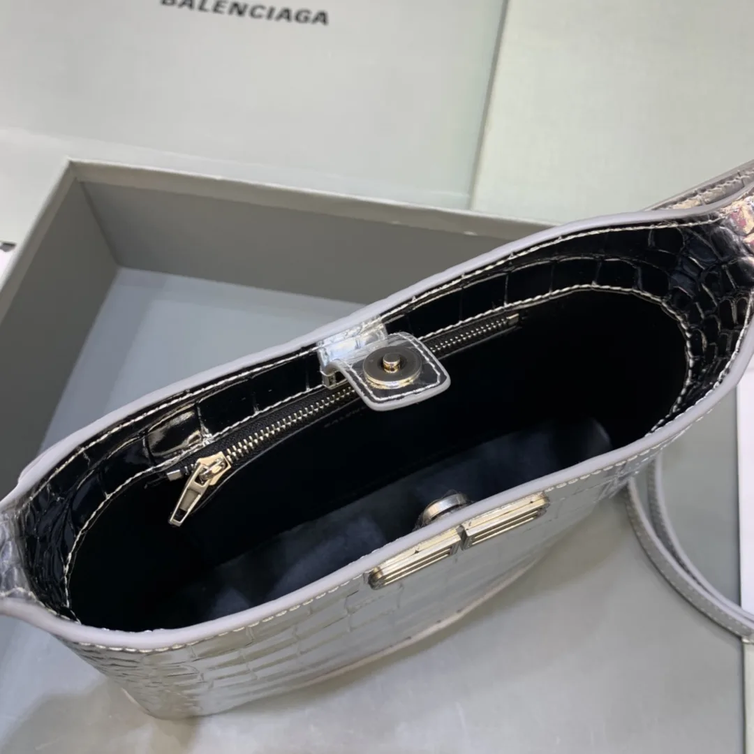 Balenciaga Small Hobo Bag Metalic Sliver Tone / - Image 5