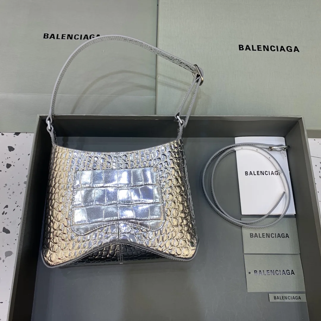 Balenciaga Small Hobo Bag Metalic Sliver Tone / - Image 3