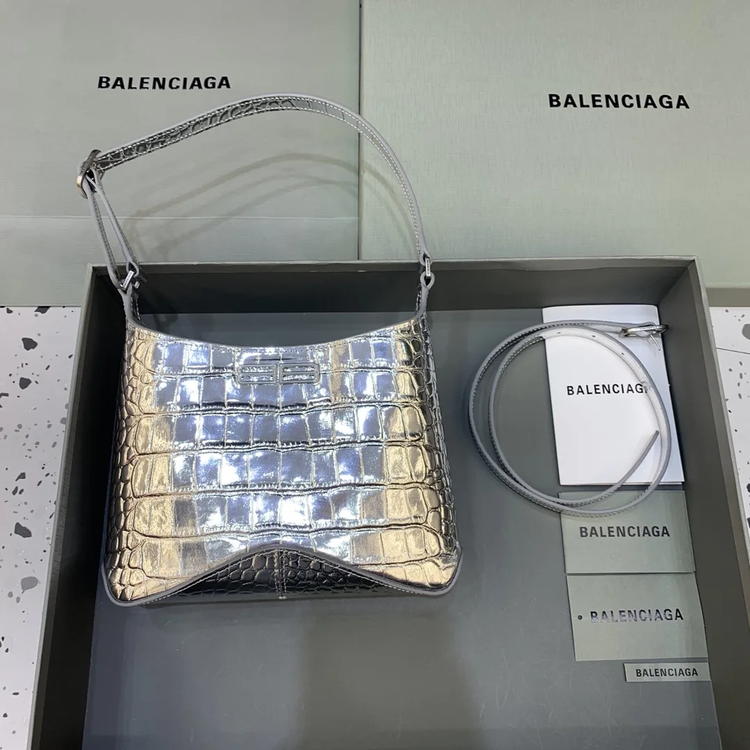 Balenciaga Small Hobo Bag Metalic Sliver Tone / - Image 4