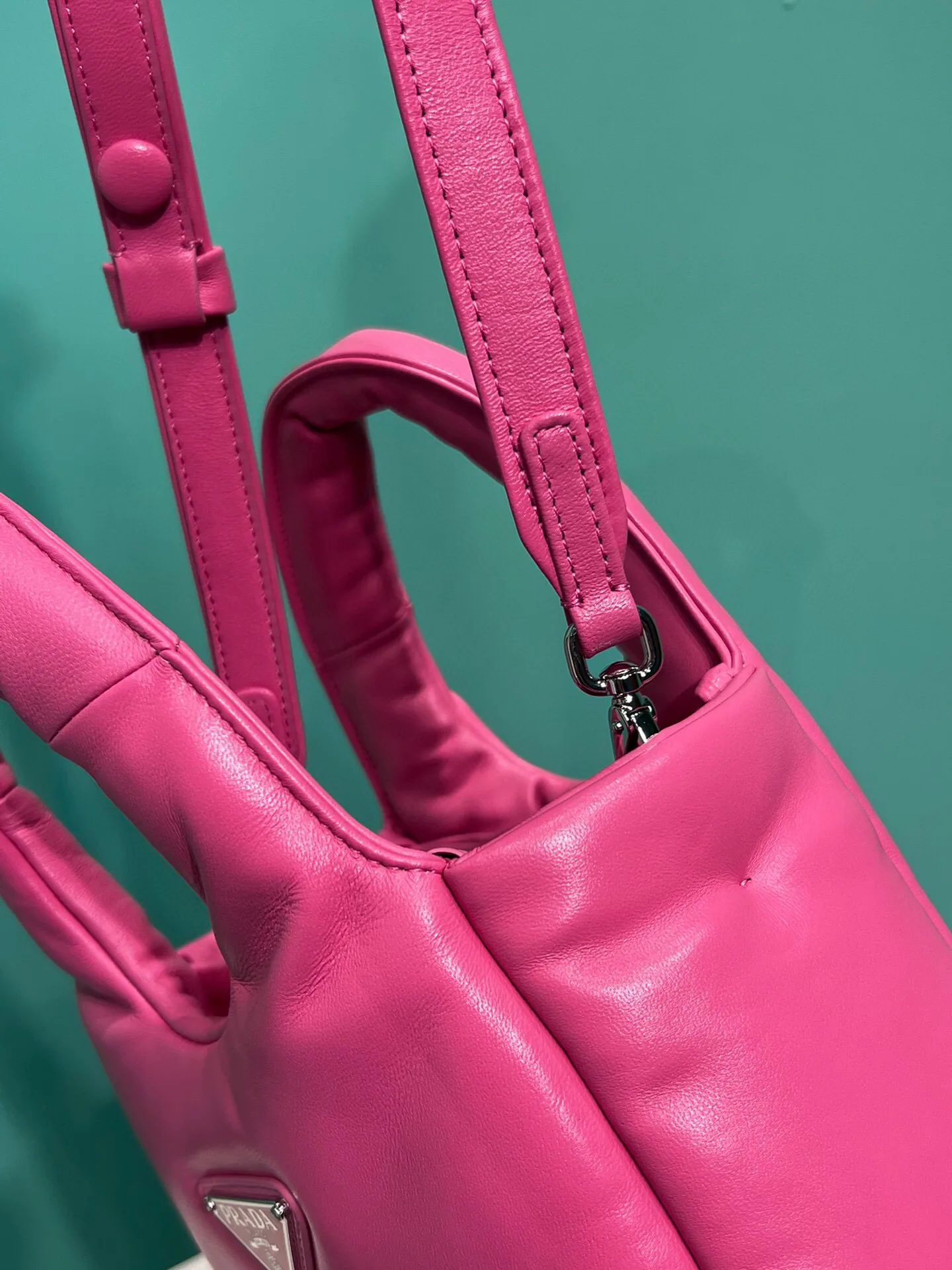 Prada Small Padded Prada Soft Nappa Bag In Pink / - Image 9