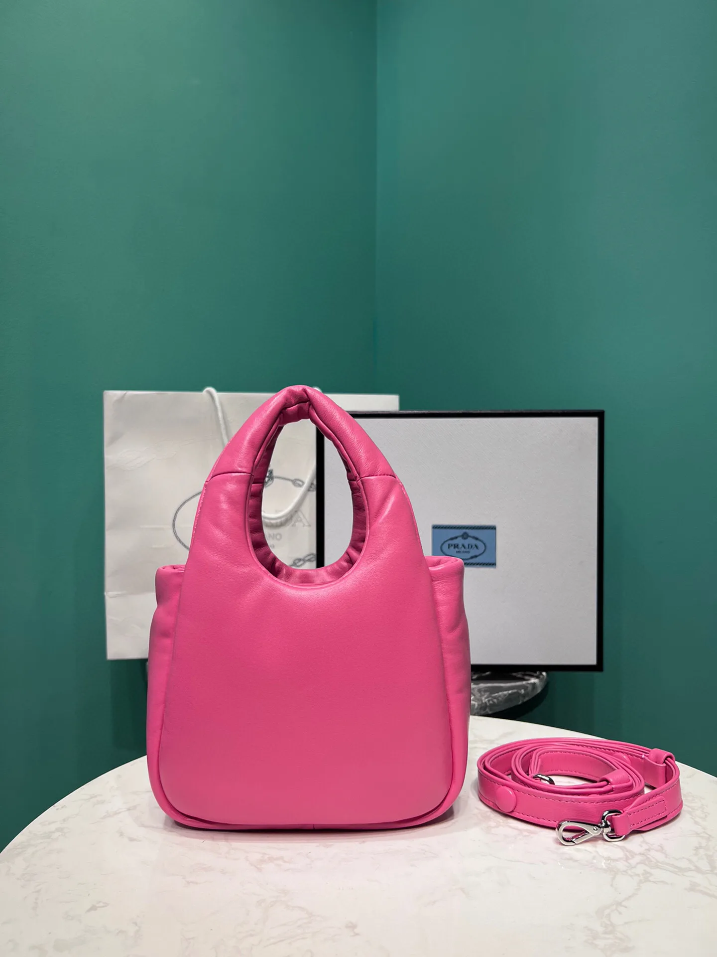 Prada Small Padded Prada Soft Nappa Bag In Pink / - Image 10