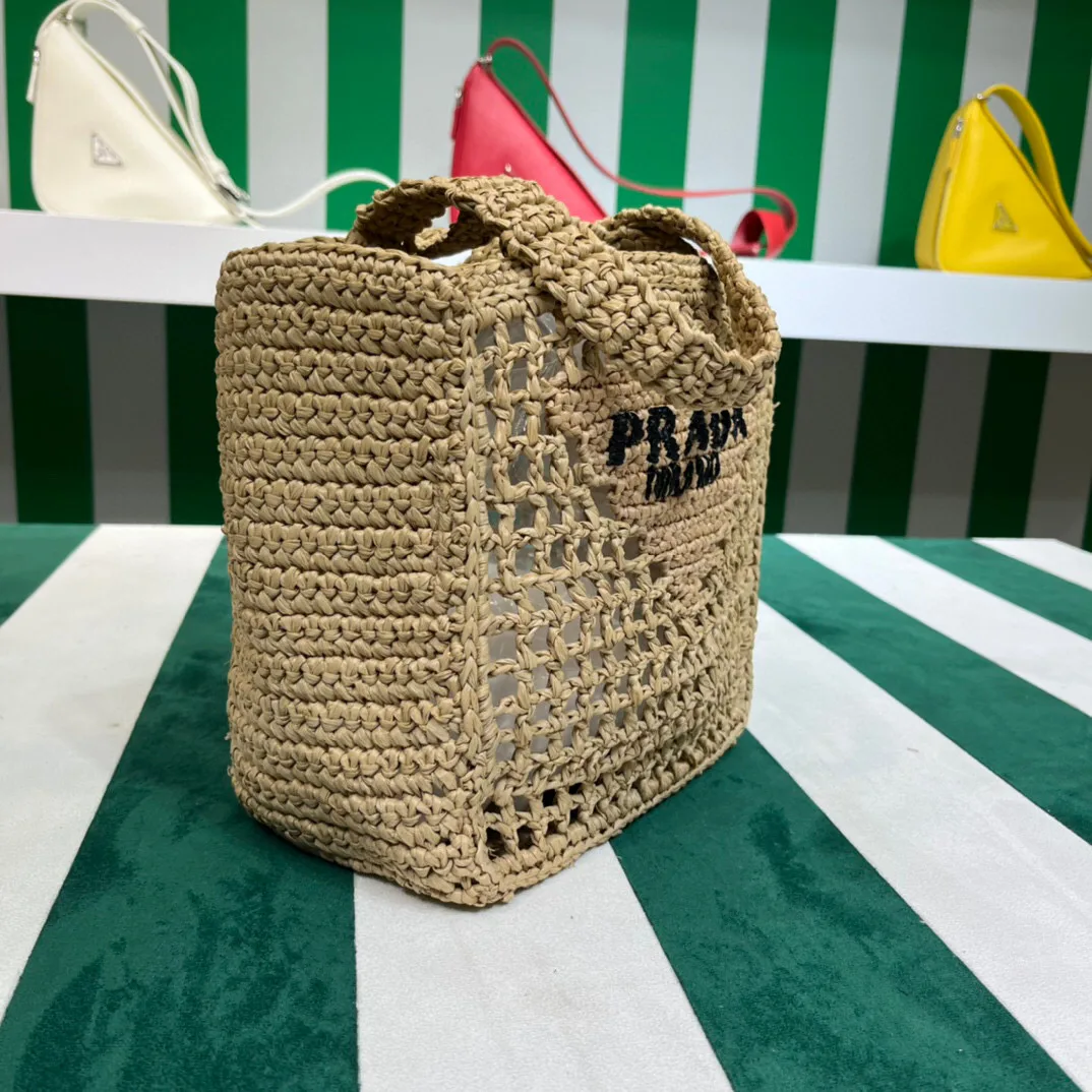 Alternative view of Prada Small Raffia Tote Beige / 1BG444_2A2T_F0018_V_OOO