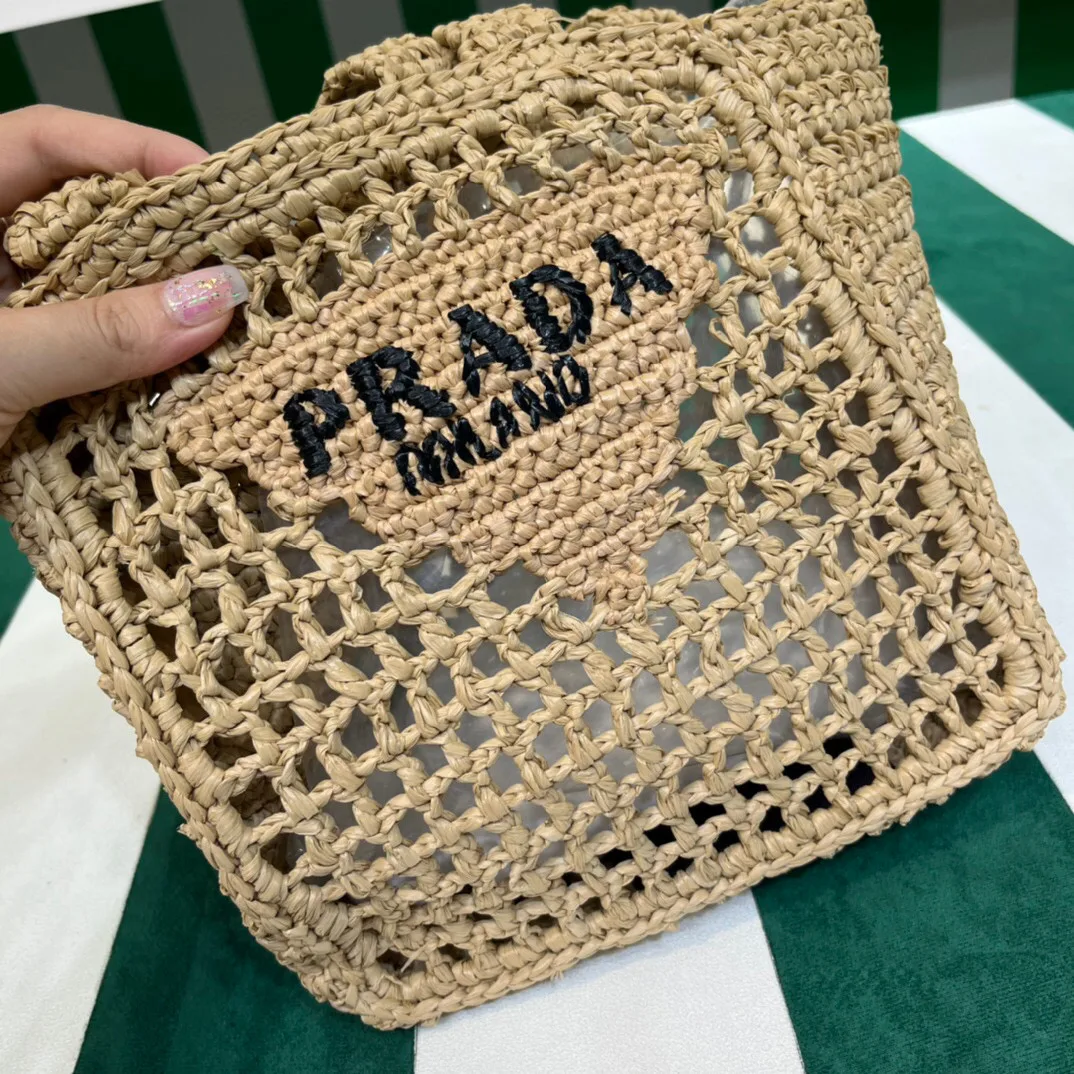 Prada Small Raffia Tote Beige / 1BG444_2A2T_F0018_V_OOO - Image 3