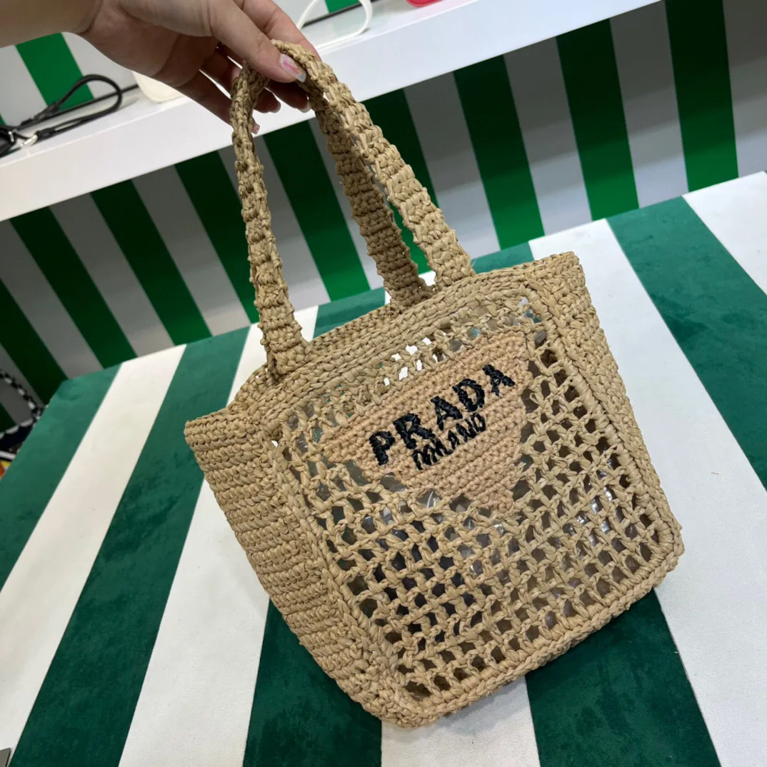 Prada Small Raffia Tote Beige / 1BG444_2A2T_F0018_V_OOO - Image 7