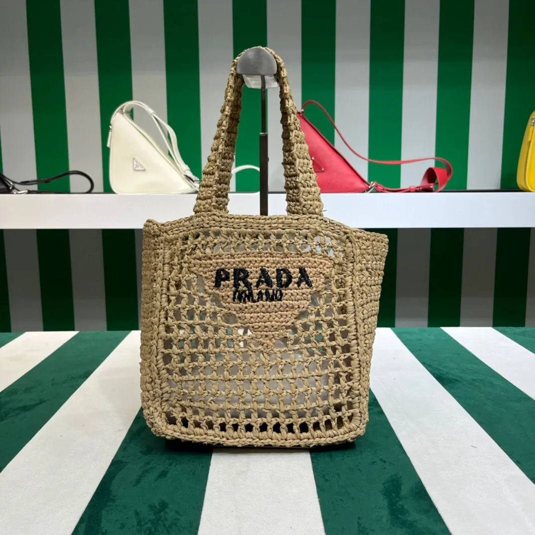 Prada Small Raffia Tote Beige / 1BG444_2A2T_F0018_V_OOO - Image 9