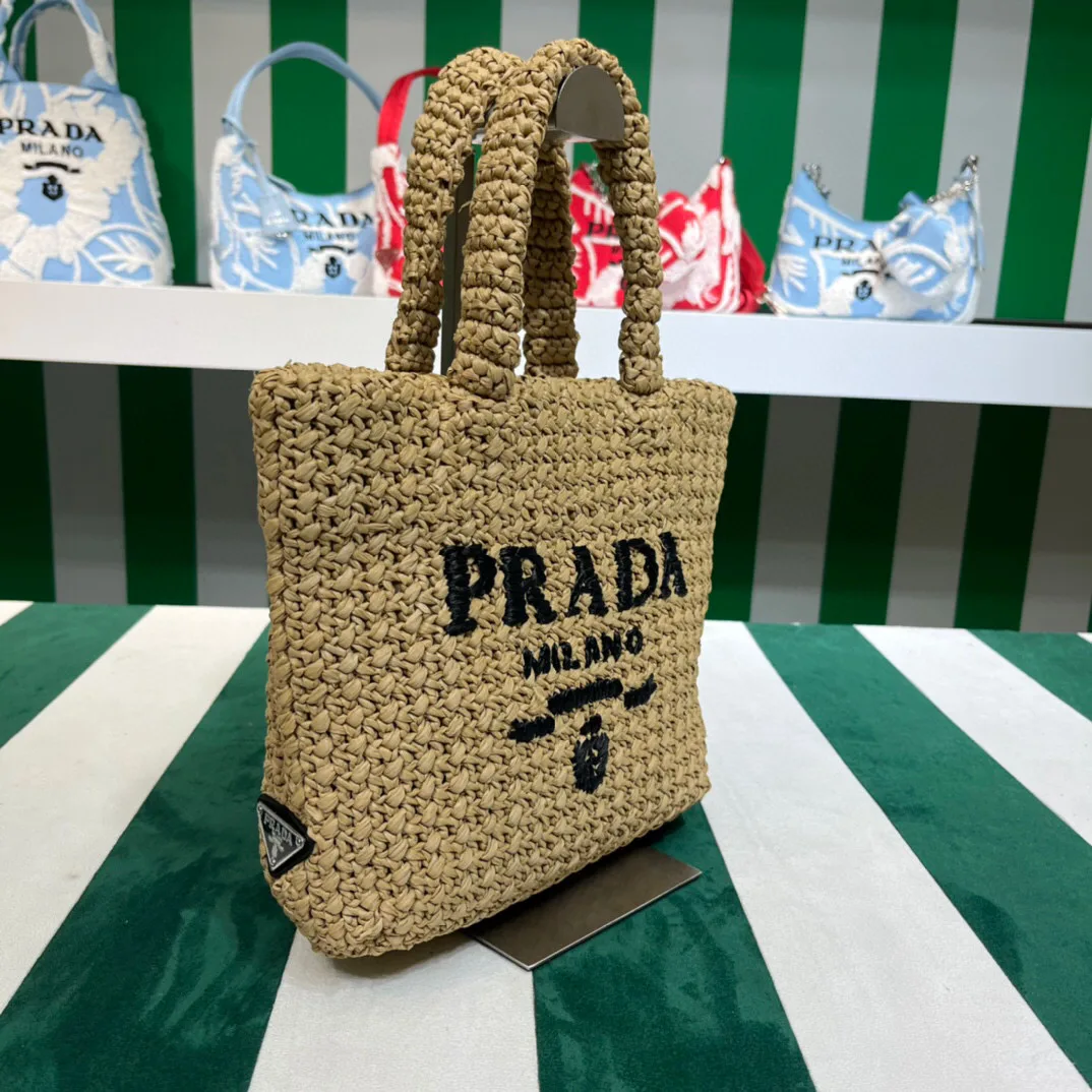 Prada Crochet Tote Bag / Beige Raffia 1BG422_2A2T_F0018_V_OOL - Image 4