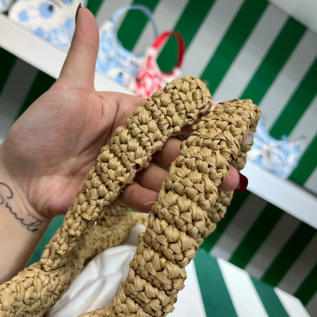 Prada Crochet Tote Bag / Beige Raffia 1BG422_2A2T_F0018_V_OOL - Image 8