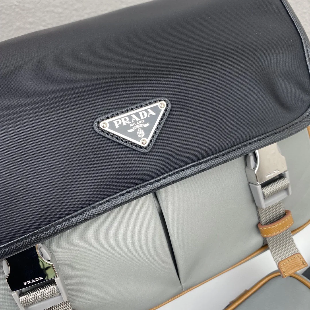 Alternative view of Prada Small Saffiano Shoulder Bag Grey and Black /