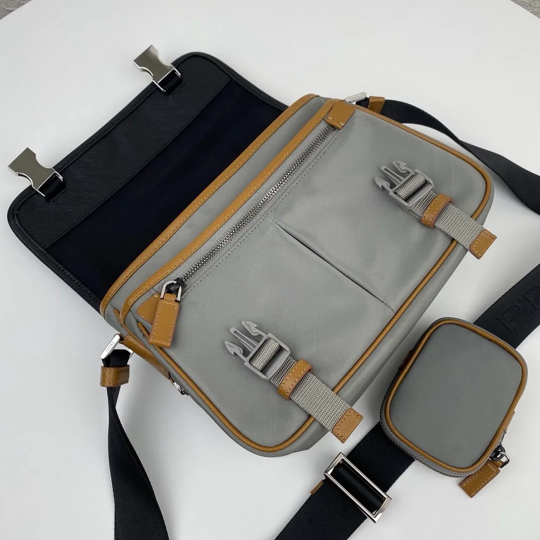 Prada Small Saffiano Shoulder Bag Grey and Black / - Image 3
