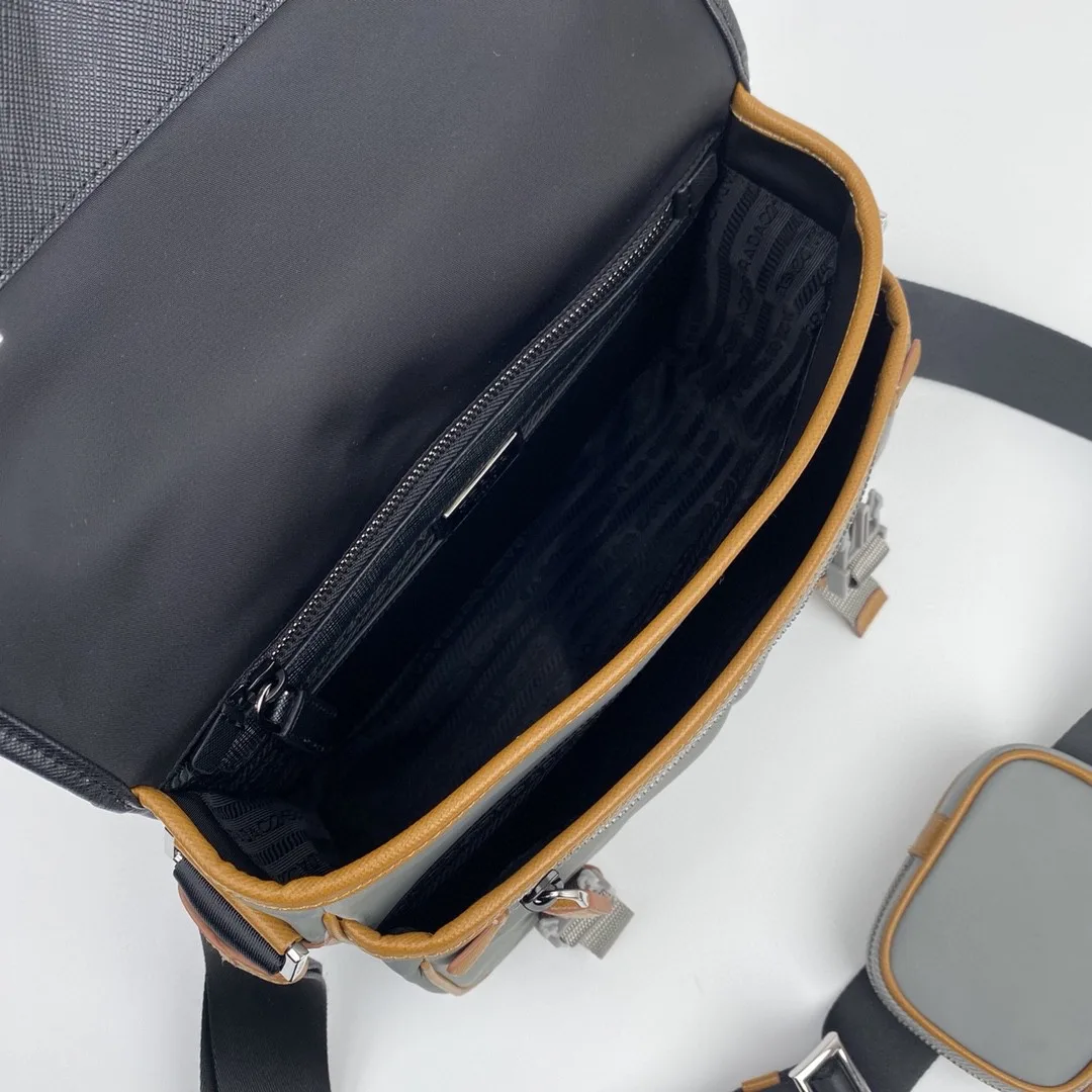Small Saffiano Shoulder Bag Grey and Black / - Image 9