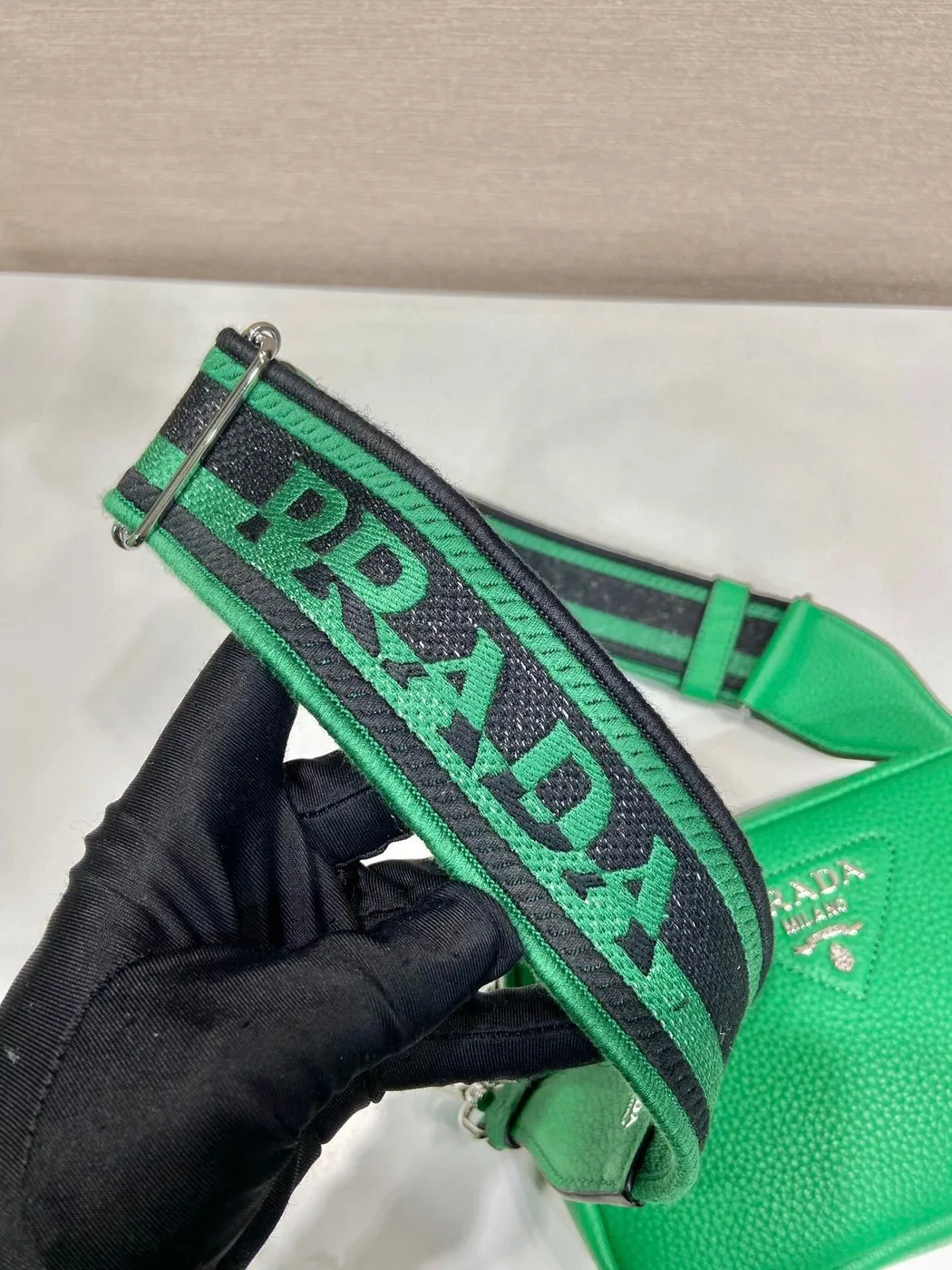Alternative view of Prada Small Shoulder Bag In Green / 1BH192_2DKV_F0YFM_V_3OO