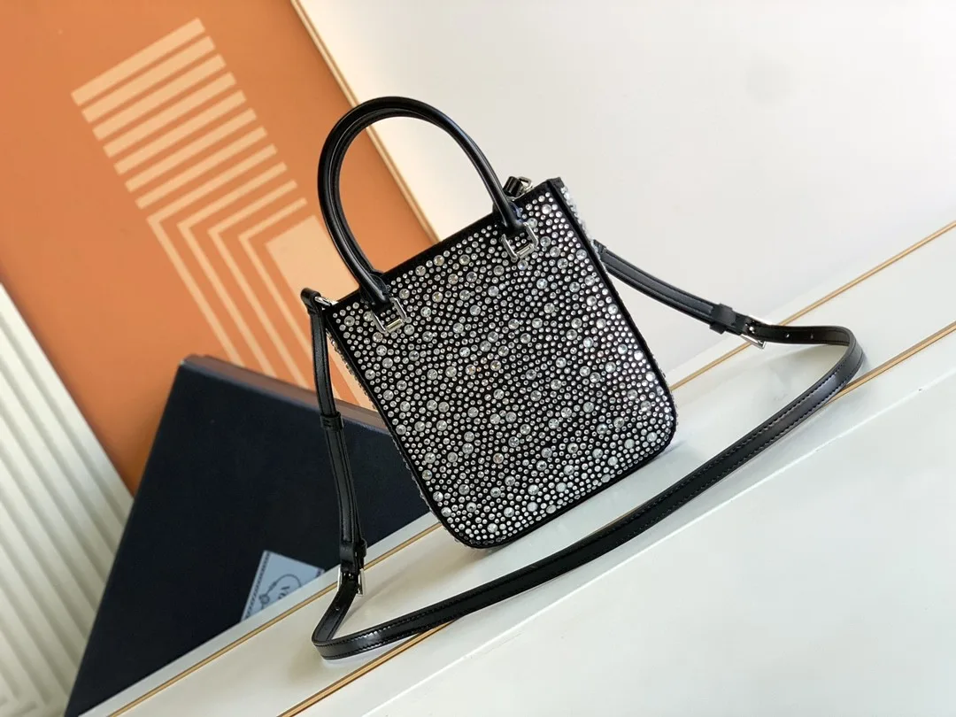 Small Tote Bag With Crystals Sliver Tone / - Image 4