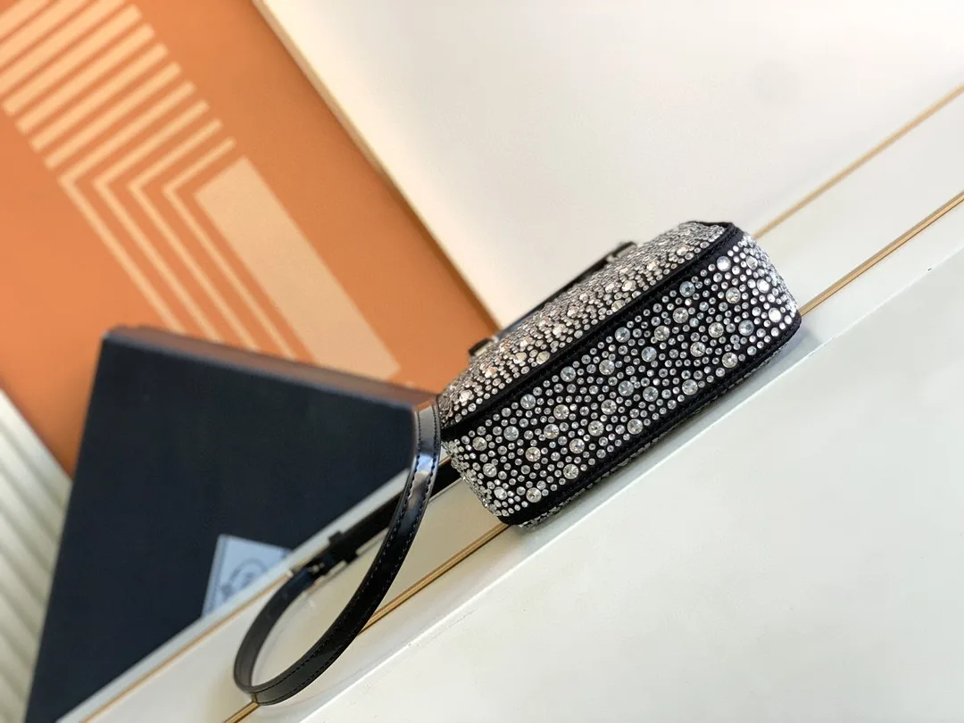 Small Tote Bag With Crystals Sliver Tone / - Image 5