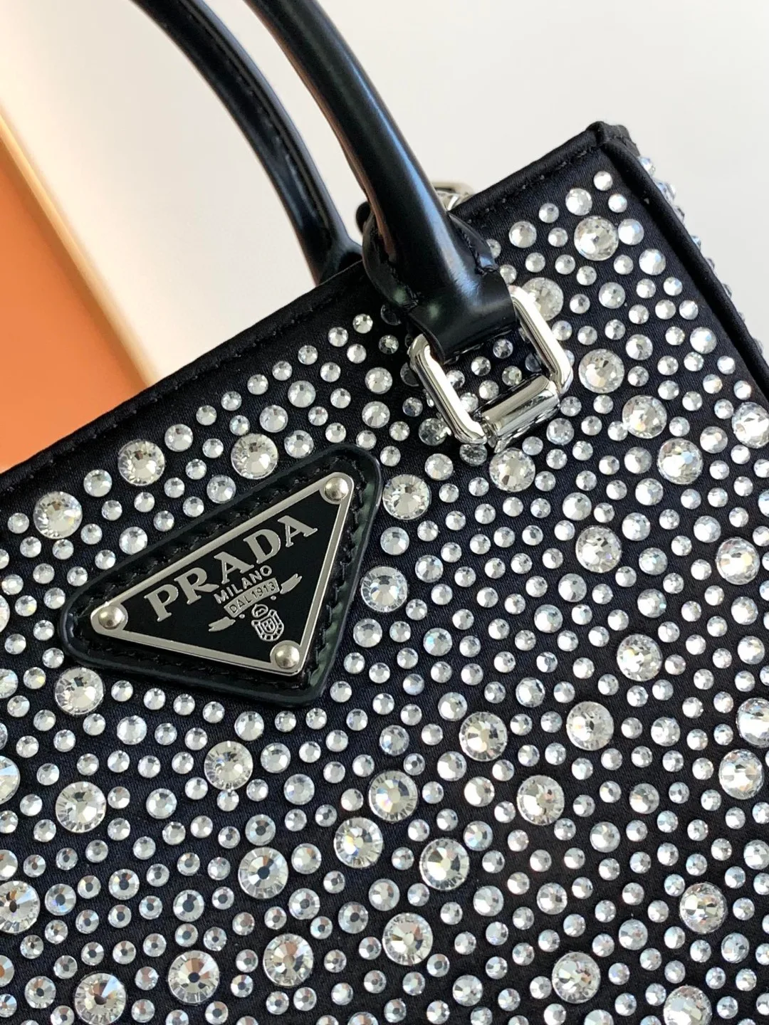 Small Tote Bag With Crystals Sliver Tone / - Image 6