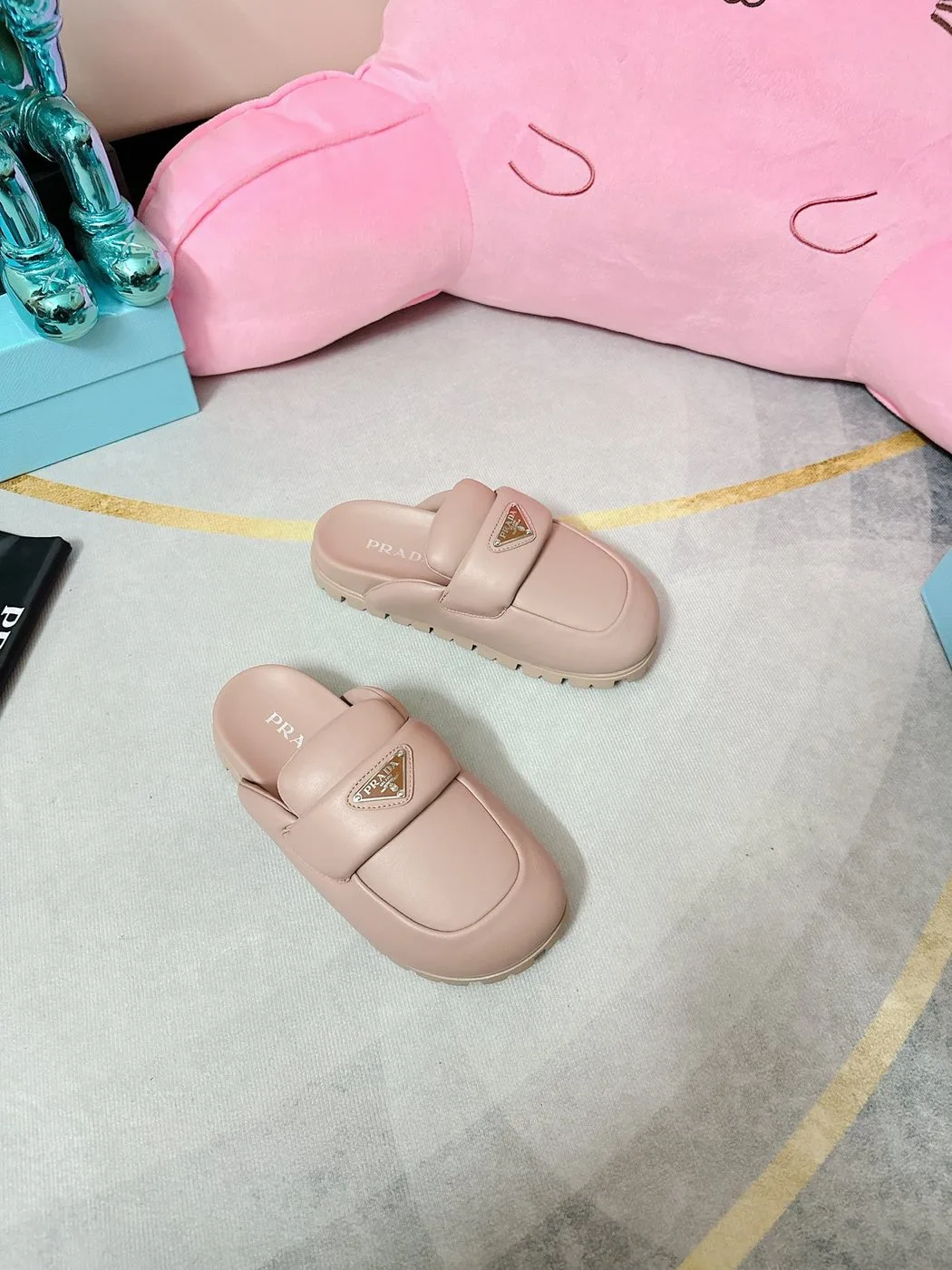 Alternative view of Prada Soft Padded Nappa Sabots Light Pink /