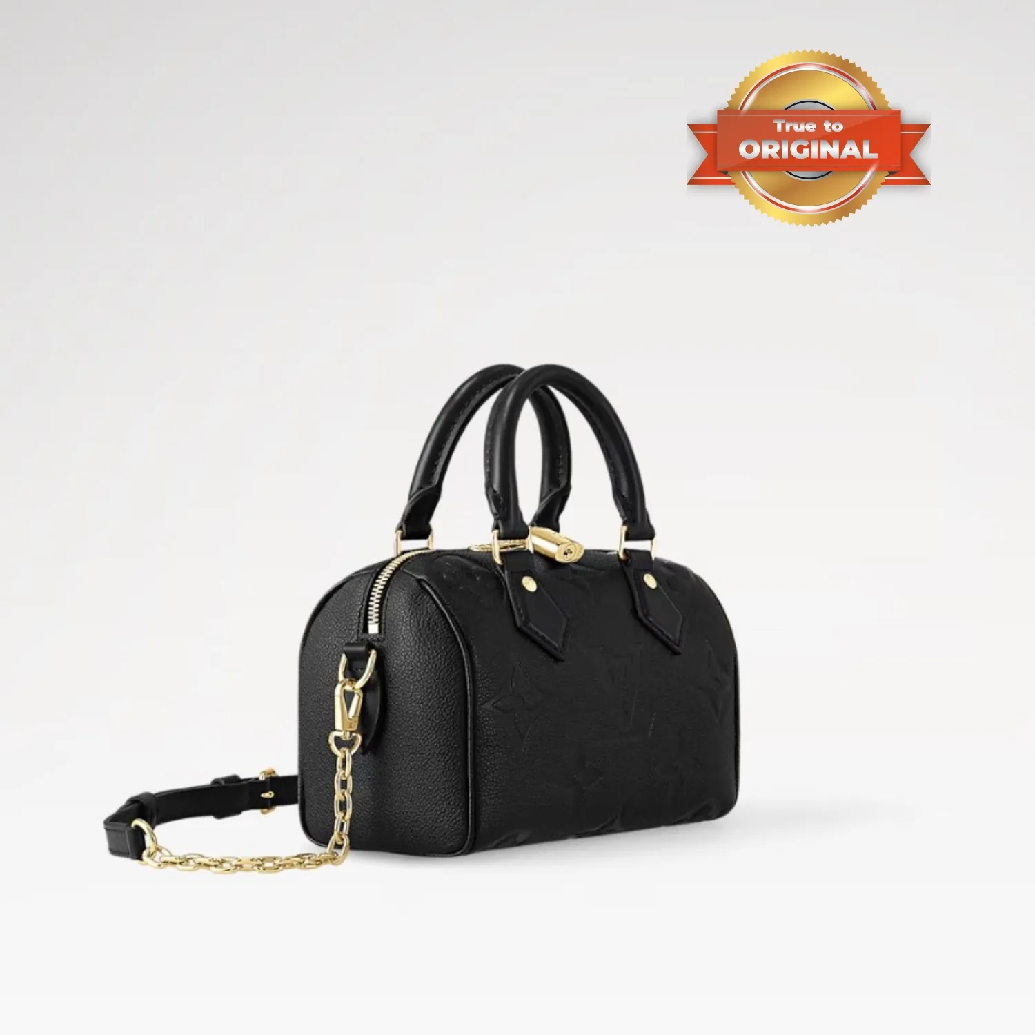Louis Vuitton Speedy Bandouliere 20 Top Handle Bag / Black Monogram Empreinte Gold Hardware - Image 4