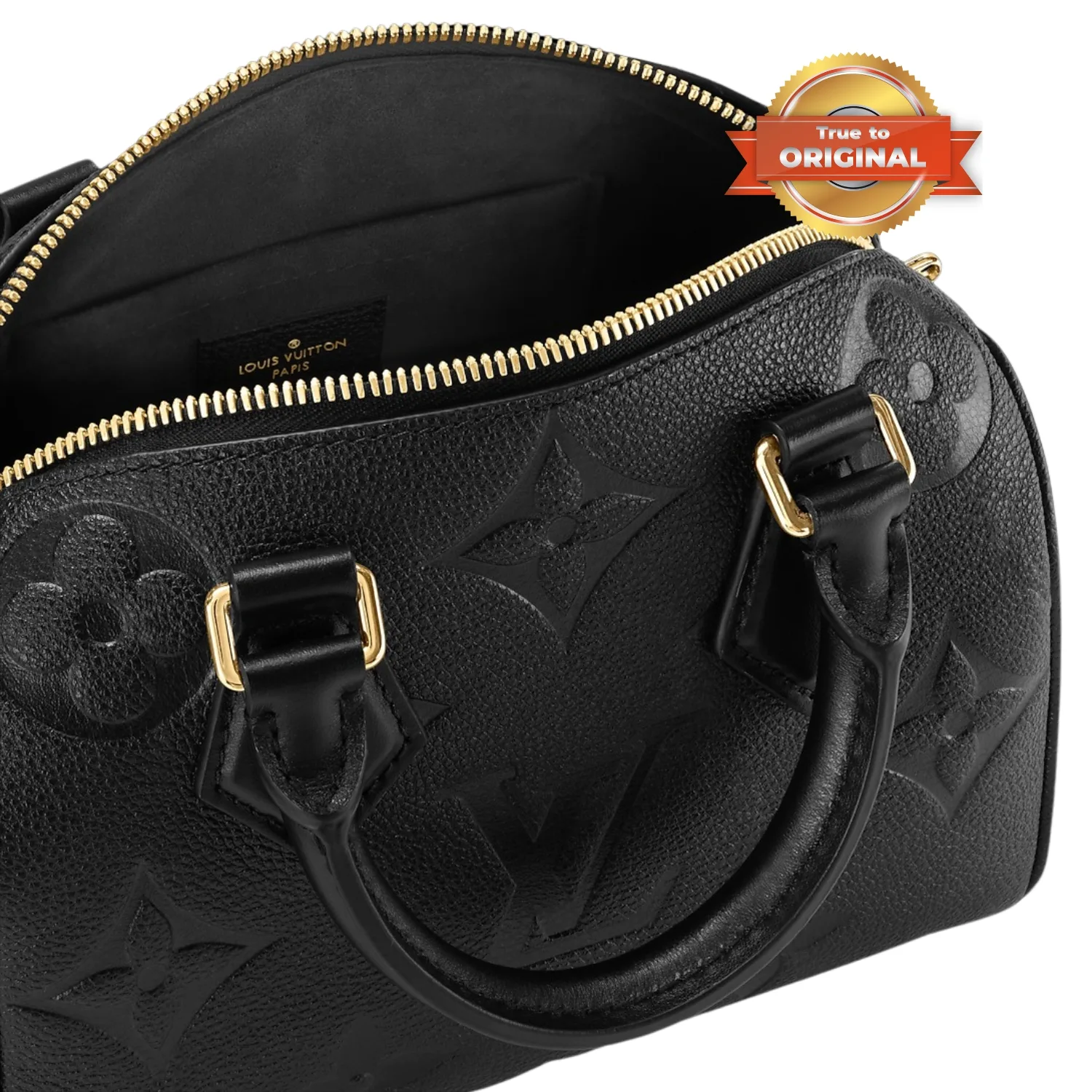 Louis Vuitton Speedy Bandouliere 20 Top Handle Bag / Black Monogram Empreinte Gold Hardware - Image 6