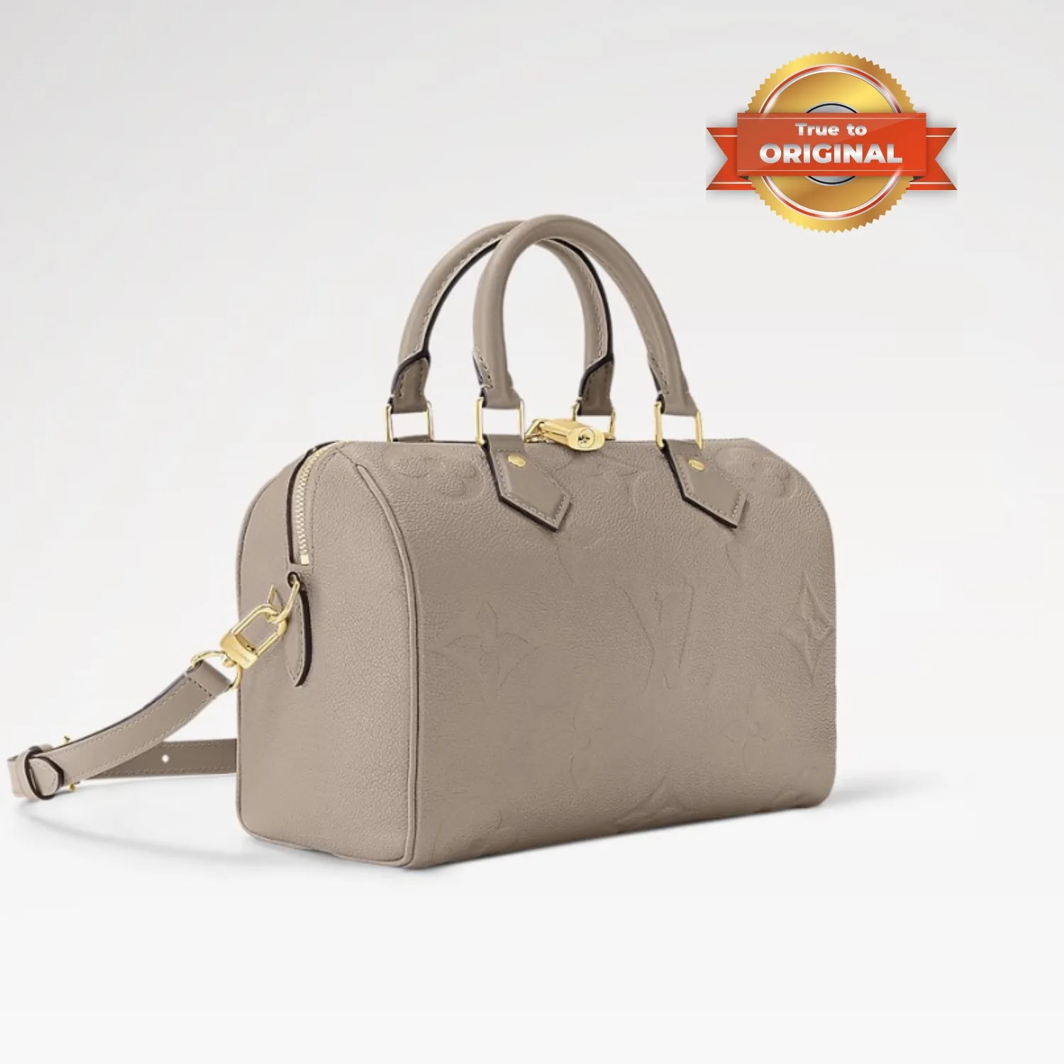 Louis Vuitton Speedy Bandouliere 25 Top Handle Bag / Tourterelle Monogram Empreinte Gold Hardware - Image 6