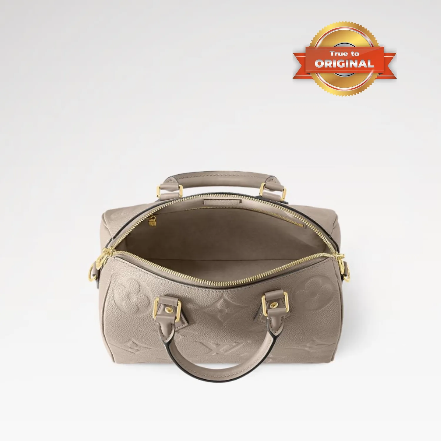 Louis Vuitton Speedy Bandouliere 25 Top Handle Bag / Tourterelle Monogram Empreinte Gold Hardware - Image 8