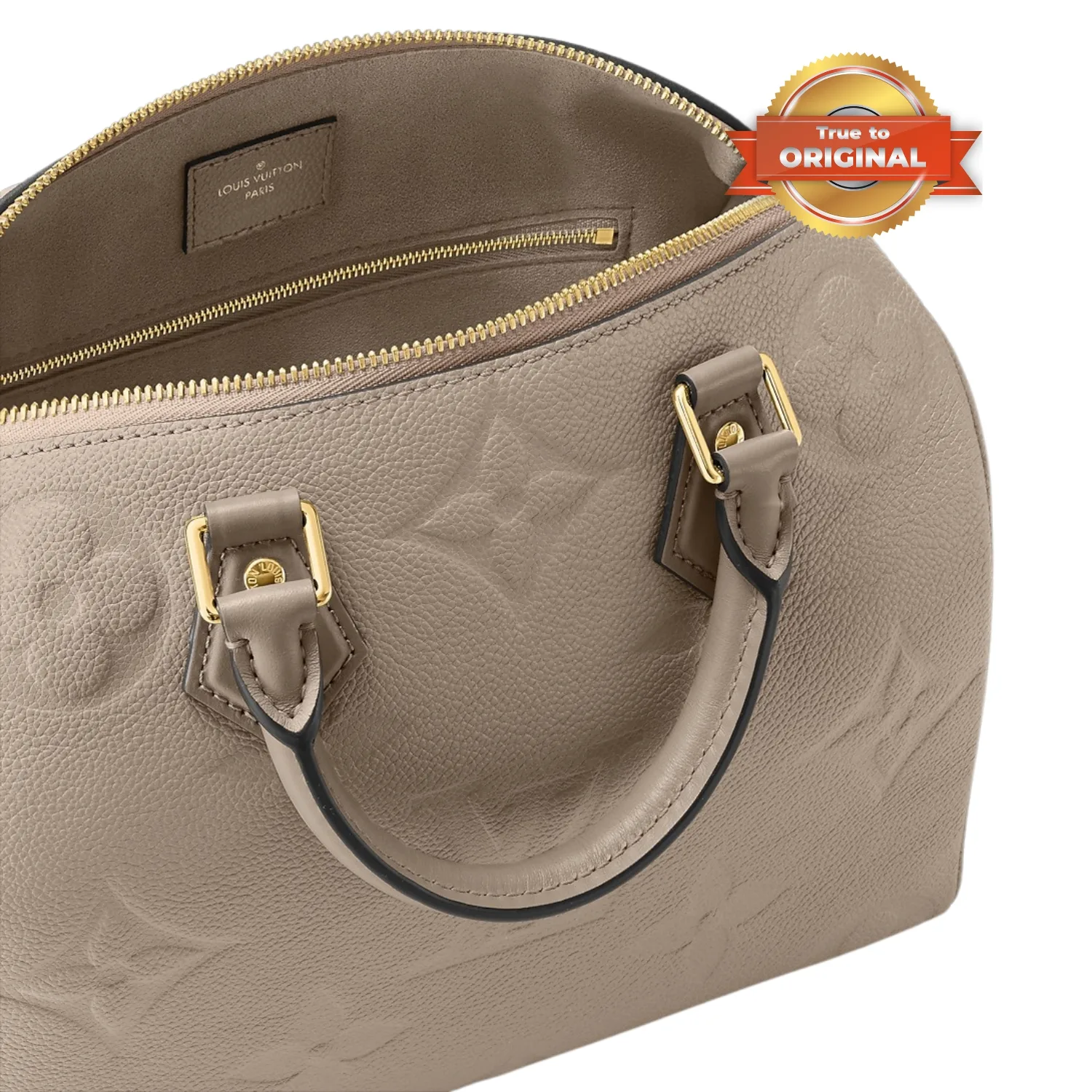 Louis Vuitton Speedy Bandouliere 25 Top Handle Bag / Tourterelle Monogram Empreinte Gold Hardware - Image 9