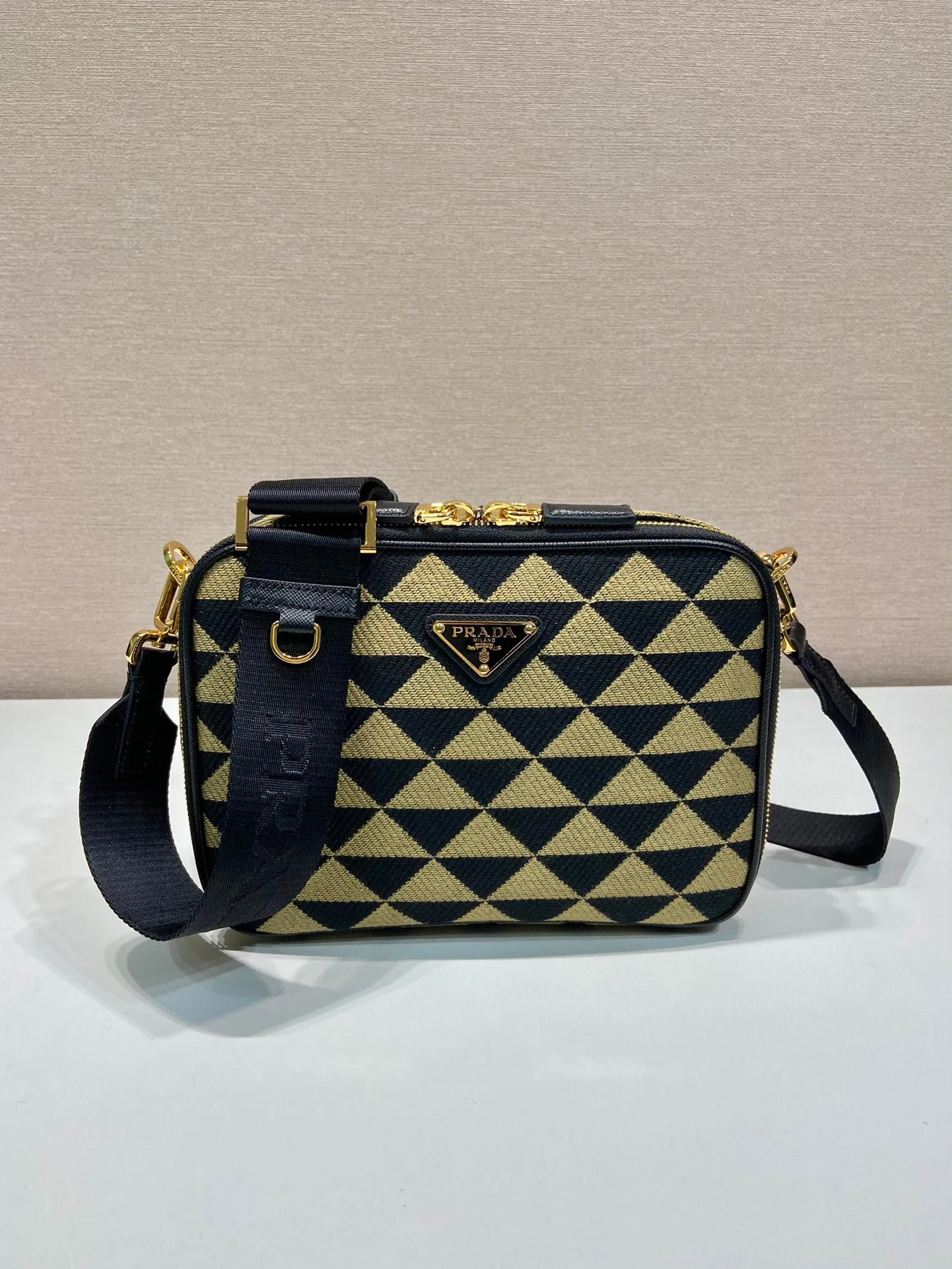 Alternative view of Prada Symbole Embroidered Fabric Bag In Beige / 2VH069_2FKL_F0Y30_V_MOF