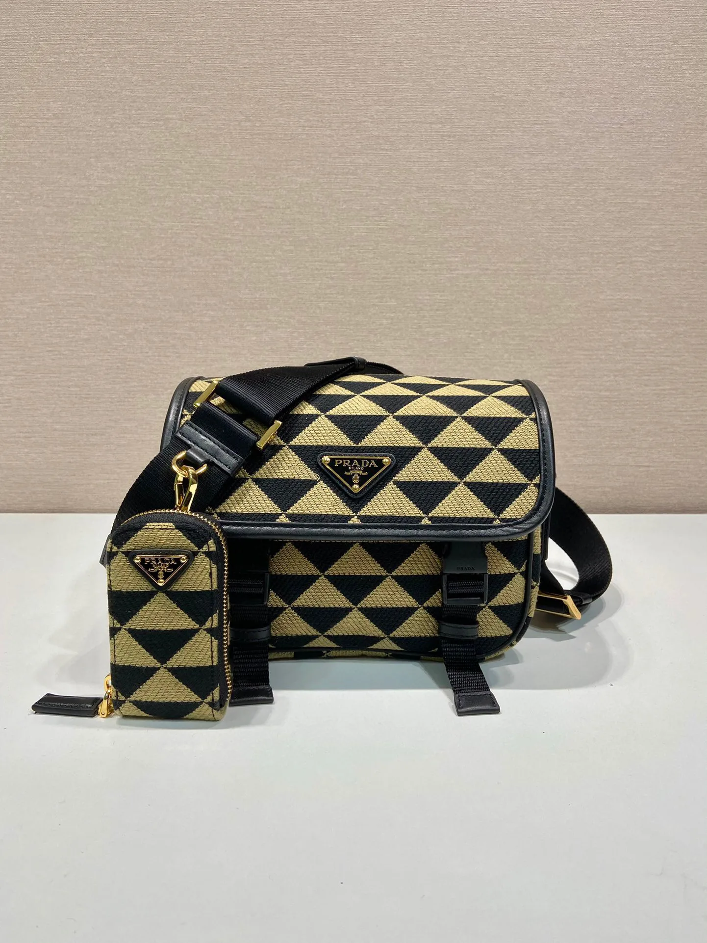 Alternative view of Prada Symbole Embroidered Fabric Bag In Beige / 2VD034_2FKL_F0Y30_V_XOP