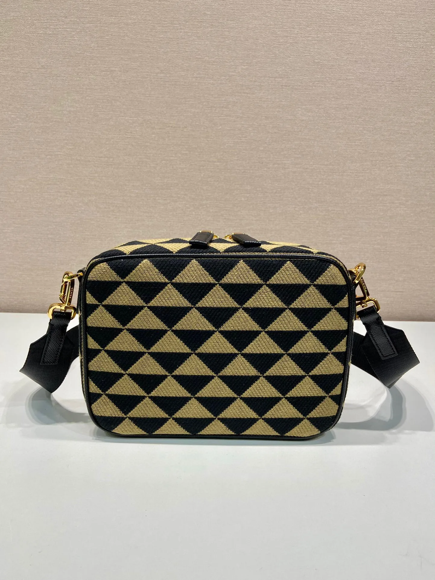 Prada Symbole Embroidered Fabric Bag In Beige / 2VH069_2FKL_F0Y30_V_MOF - Image 5