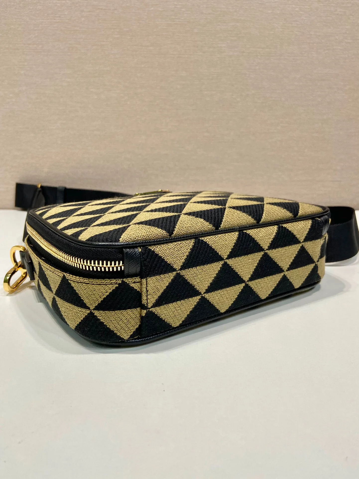 Prada Symbole Embroidered Fabric Bag In Beige / 2VH069_2FKL_F0Y30_V_MOF - Image 6