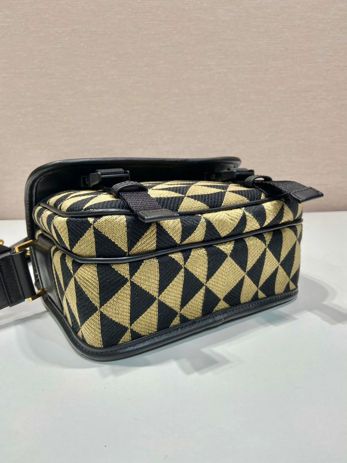 Prada Symbole Embroidered Fabric Bag In Beige / 2VD034_2FKL_F0Y30_V_XOP - Image 6