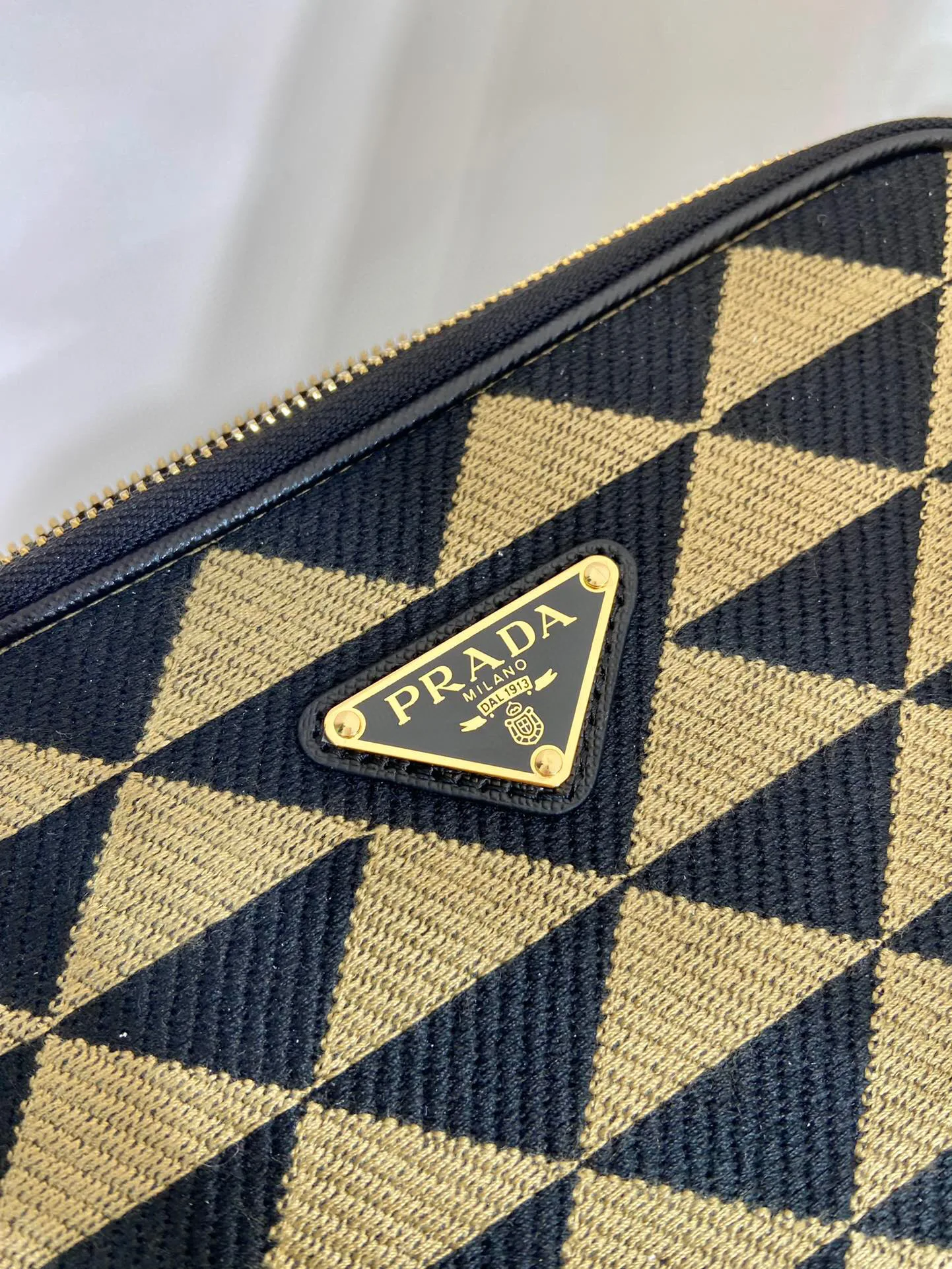 Prada Symbole Embroidered Fabric Bag In Beige / 2VH069_2FKL_F0Y30_V_MOF - Image 8