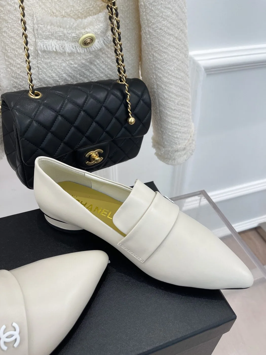 Chanel Women’s Loafer With Logo White - Image 3