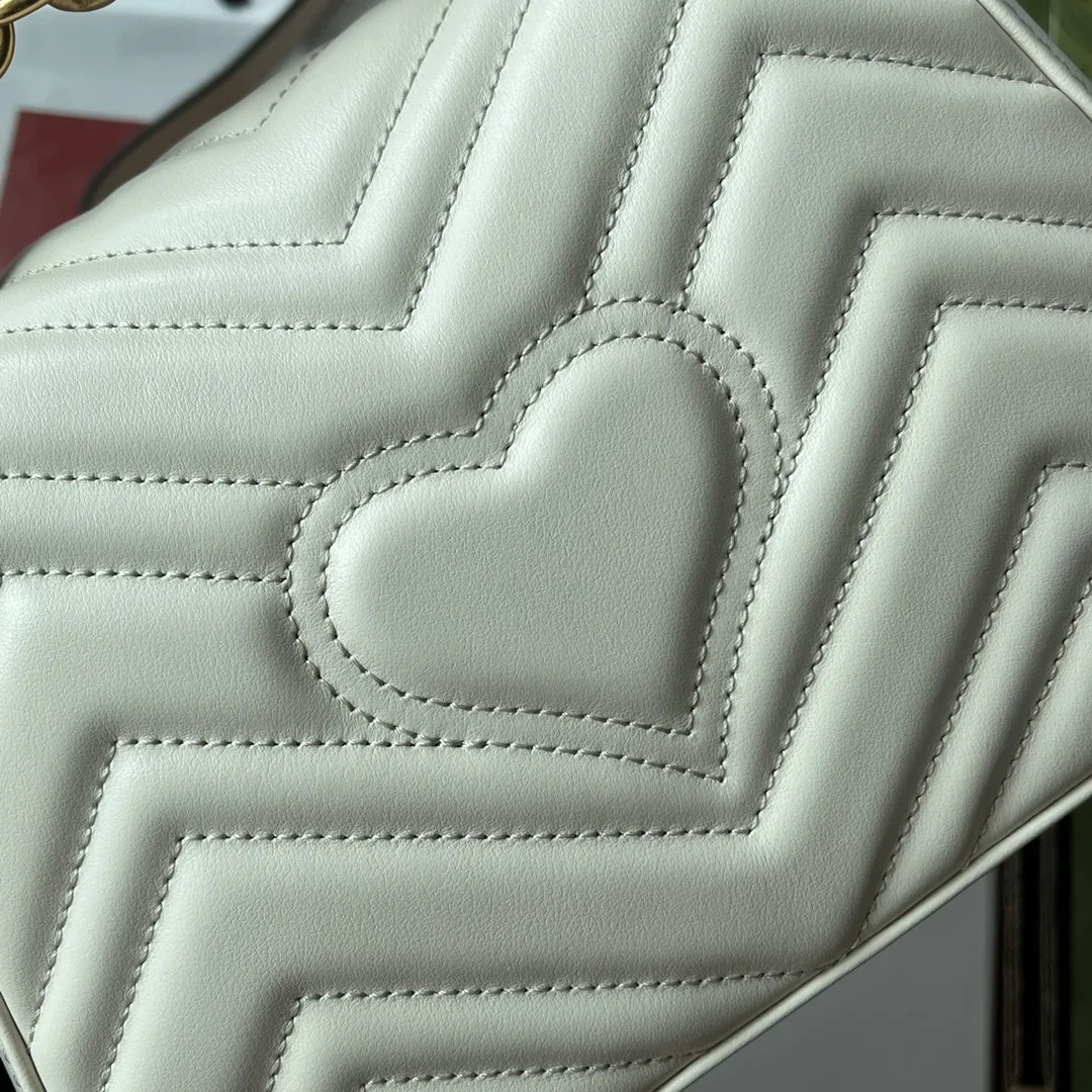 Gucci GG Marmont Mini Top Handle Bag / White Gold Hardware - Image 7