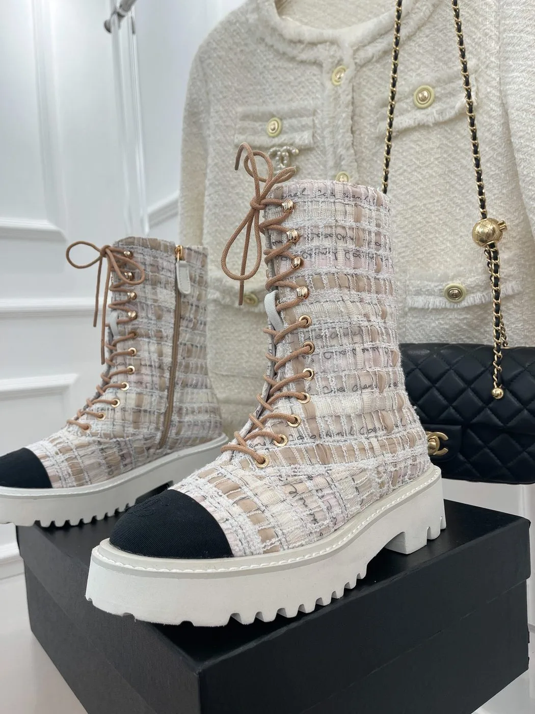 Chanel Martin Shoes With Laces White / - Image 3