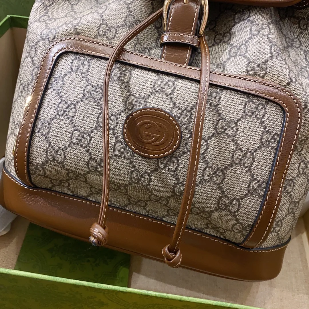 Gucci Backpack With Interlocking G Brown - Image 3