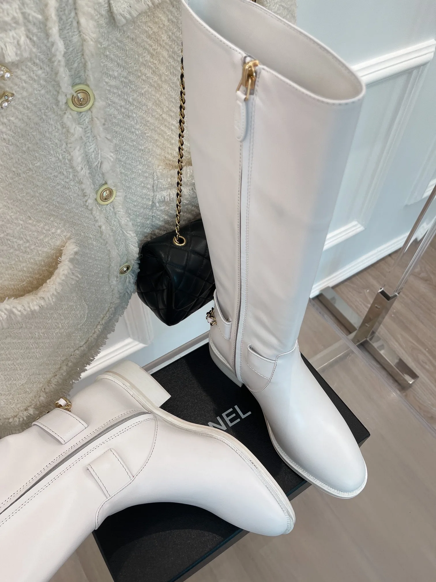 Chanel Ankle Boots With Chain White / - Image 8