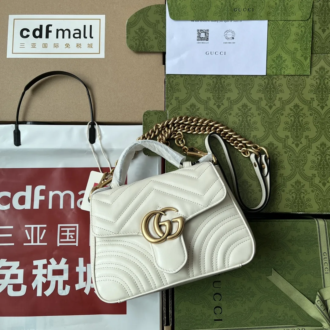 Gucci GG Marmont Mini Top Handle Bag White