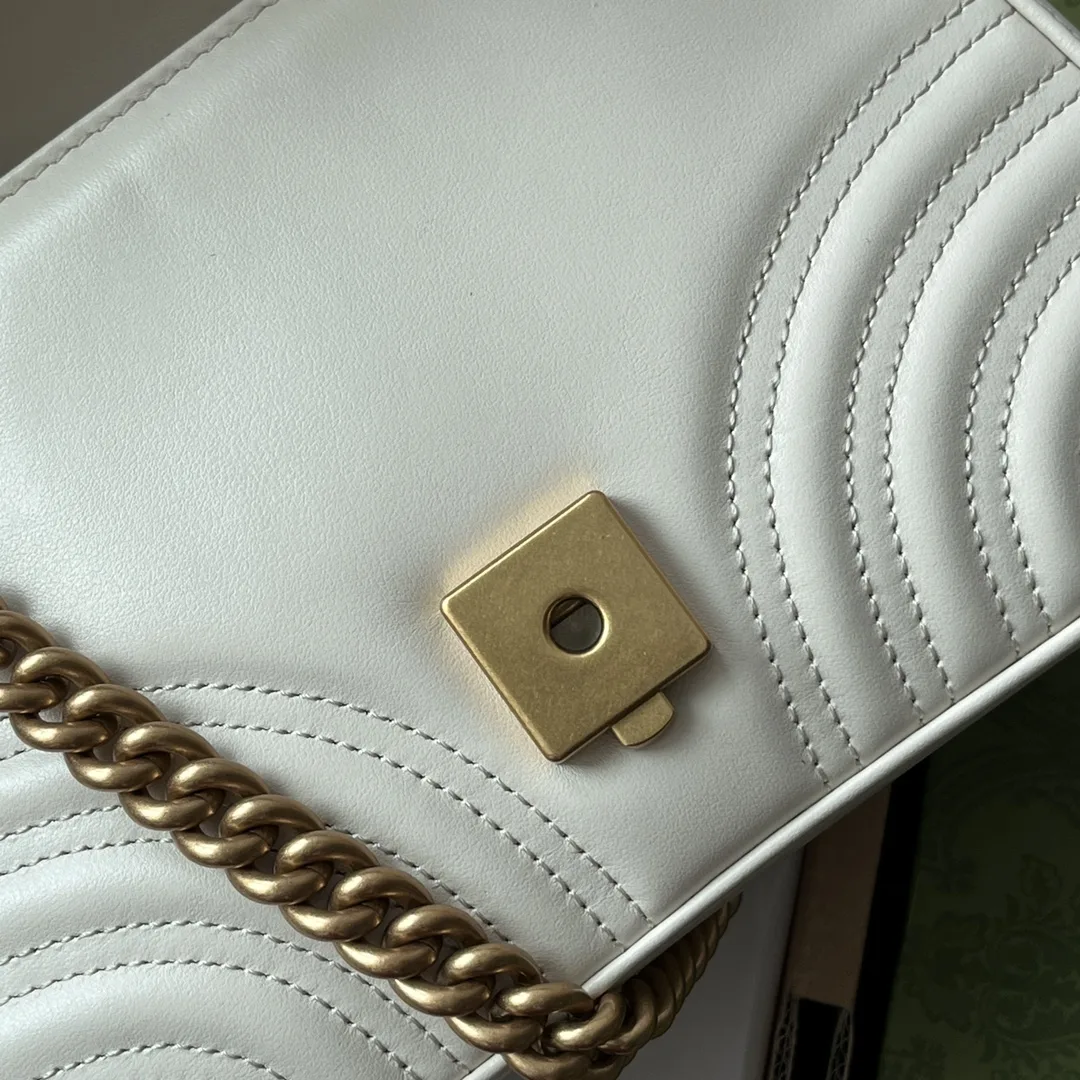 Gucci GG Marmont Mini Top Handle Bag / White Gold Hardware - Image 8
