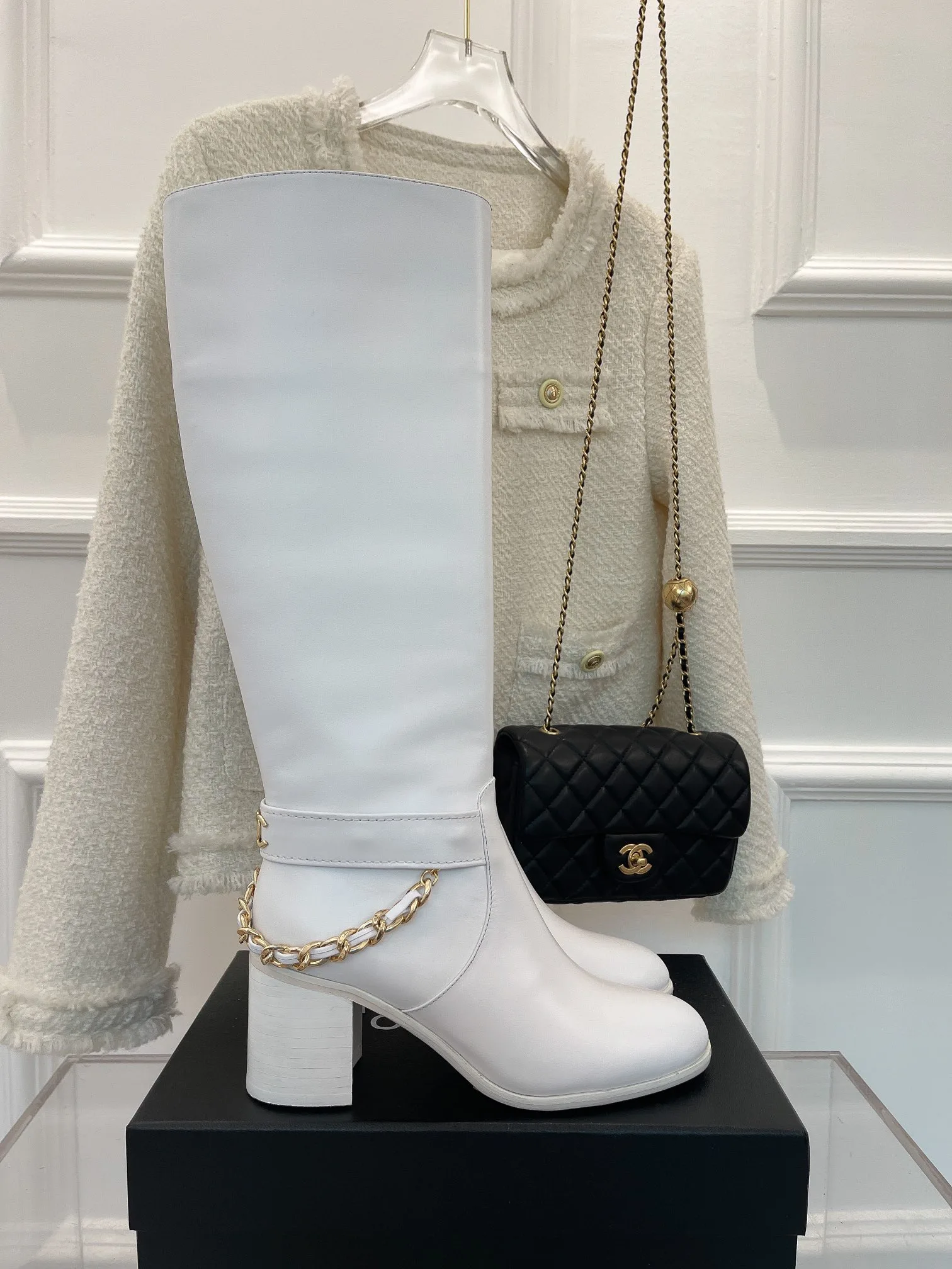 Chanel High Boots With Chain White / - Image 7