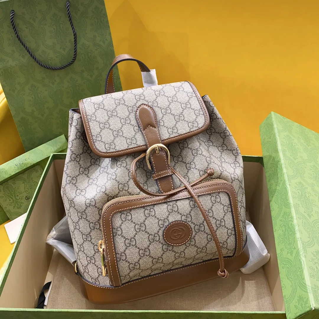 Gucci Backpack With Interlocking G Brown - Image 2