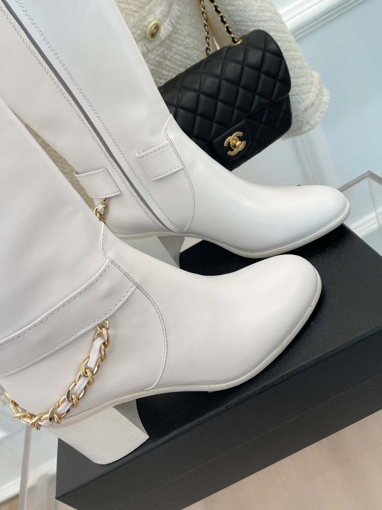 Chanel High Boots With Chain White / - Image 6