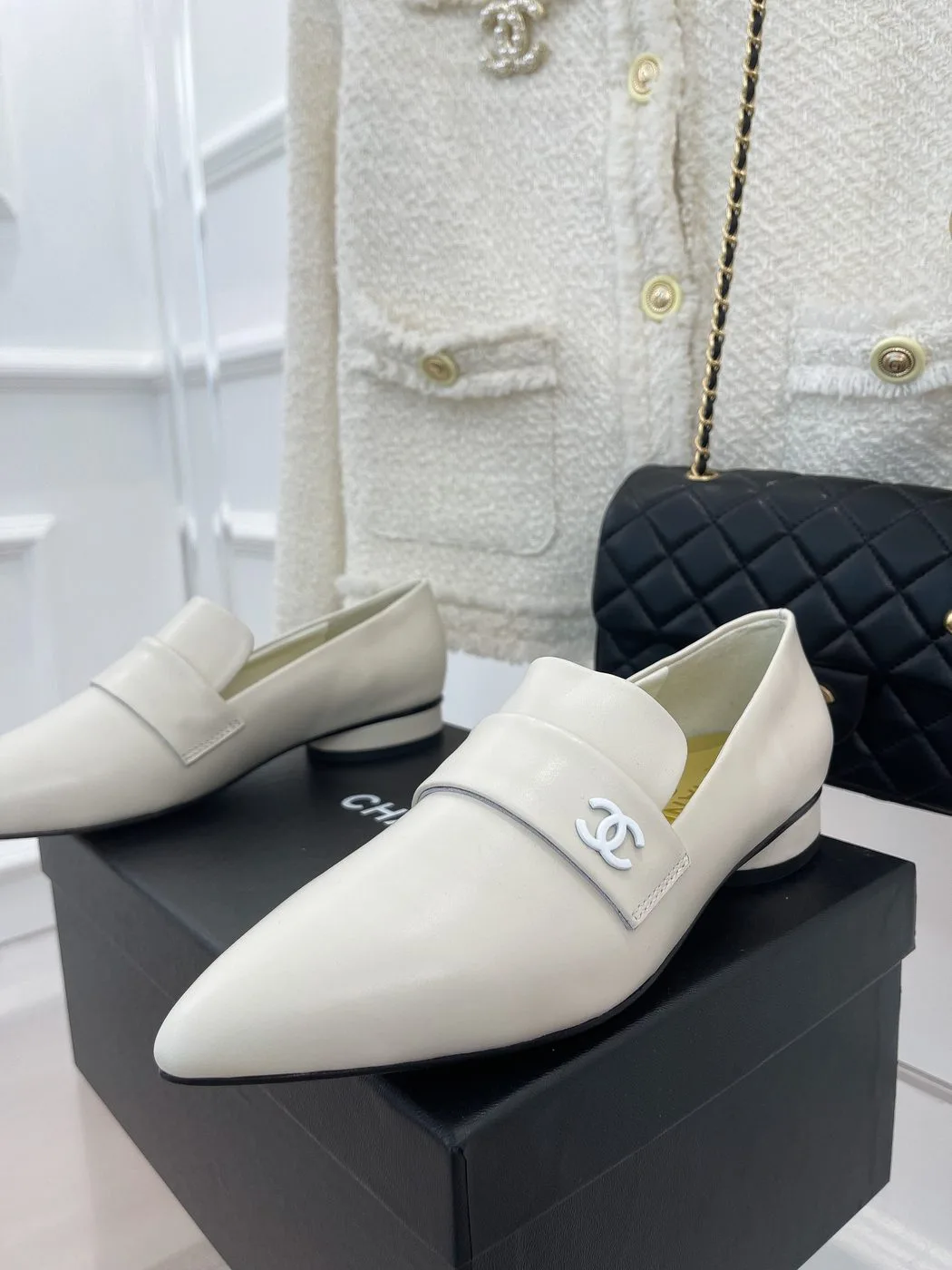Chanel Women’s Loafer With Logo White - Image 4