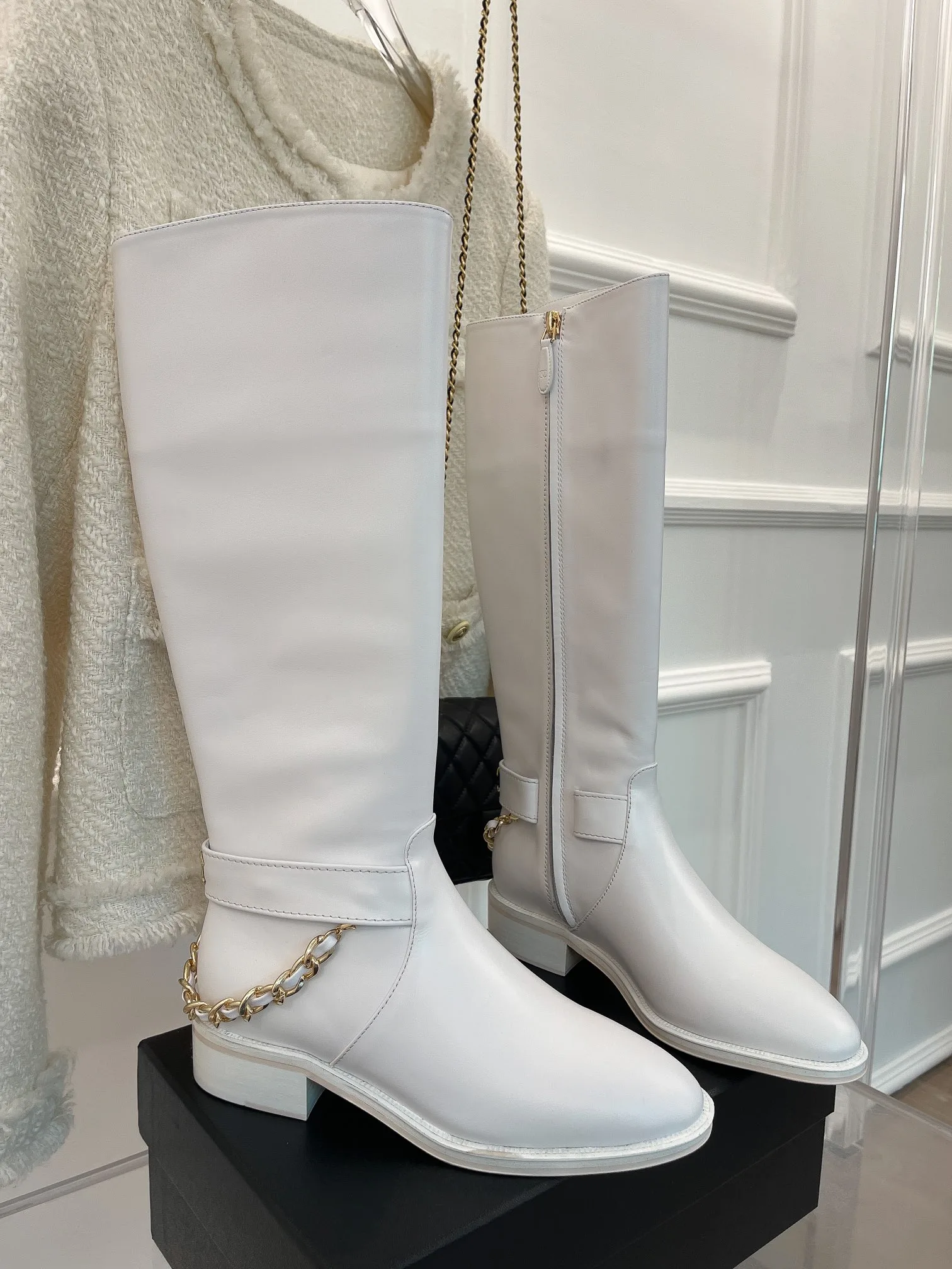 Chanel Ankle Boots With Chain White / - Image 4