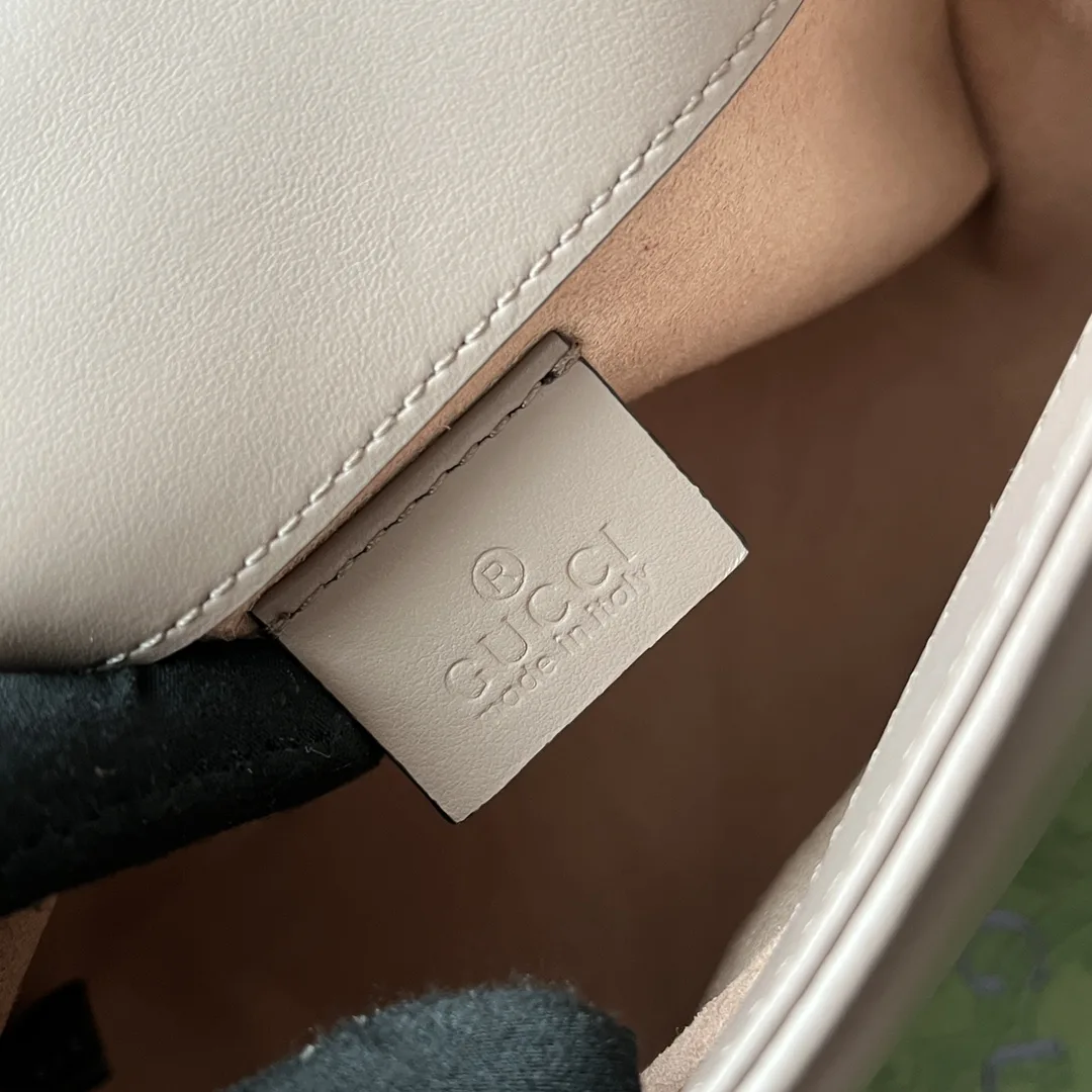 Gucci GG Marmont Mini Top Handle Bag / White Gold Hardware - Image 10