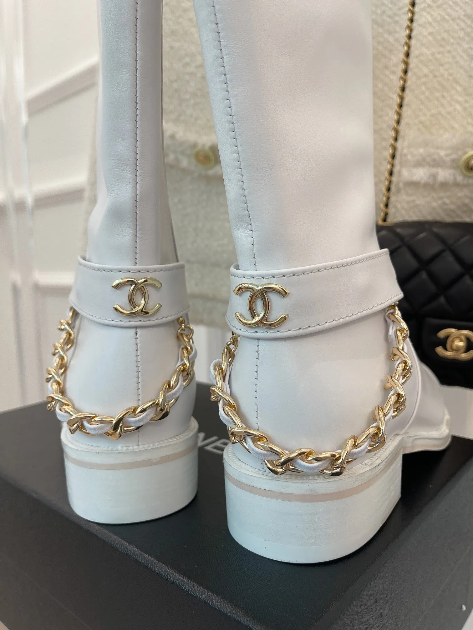 Chanel Ankle Boots With Chain White / - Image 3