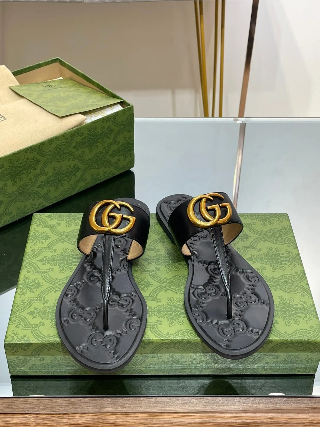 Alternative view of Gucci Thong Sandal With Double G Black