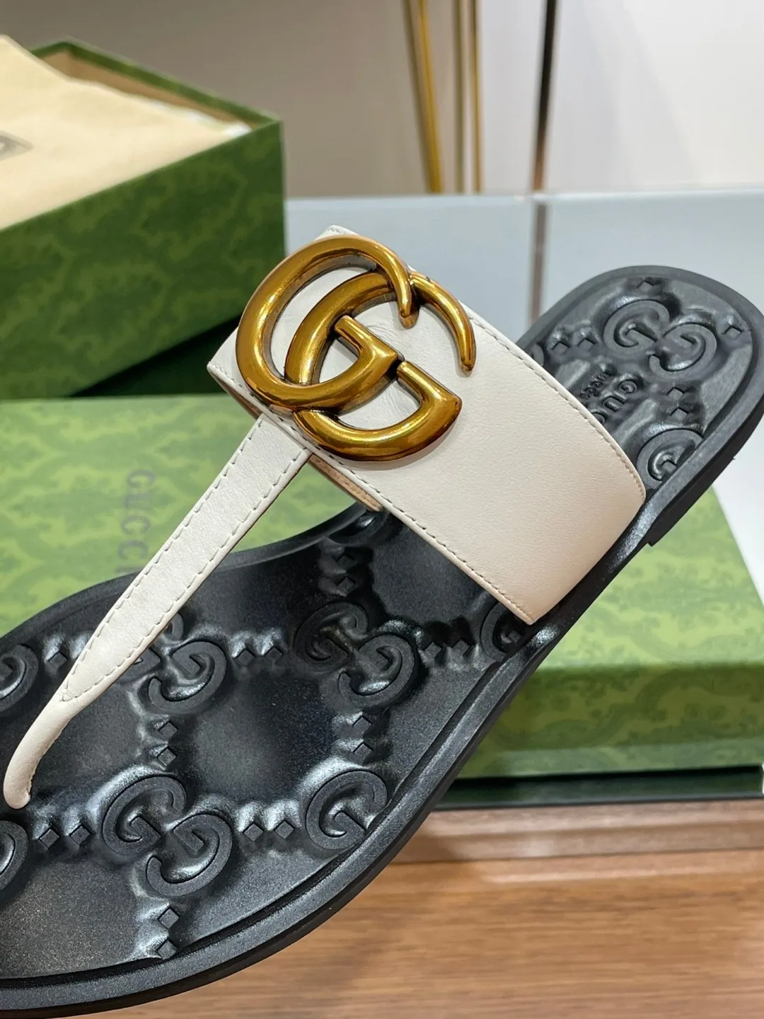 Gucci Thong Sandal With Double G White - Image 7