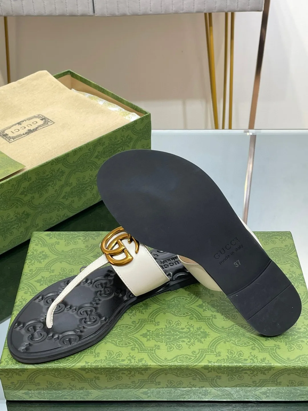 Gucci Thong Sandal With Double G White - Image 10