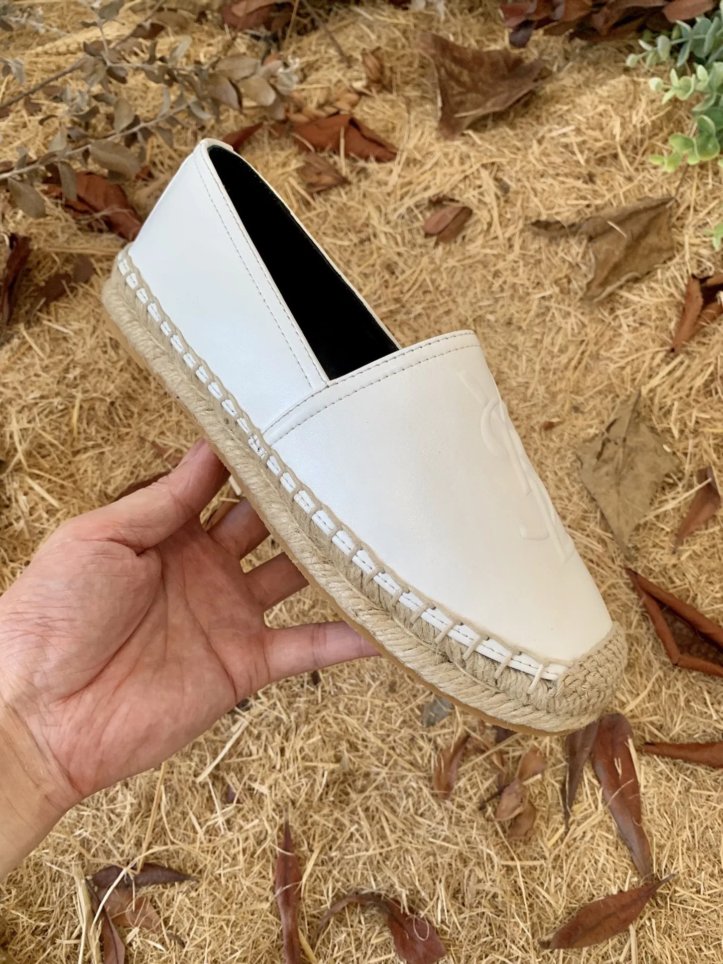 Saint Laurent Ysl Embroidered Espadrilles White YSL - Image 8